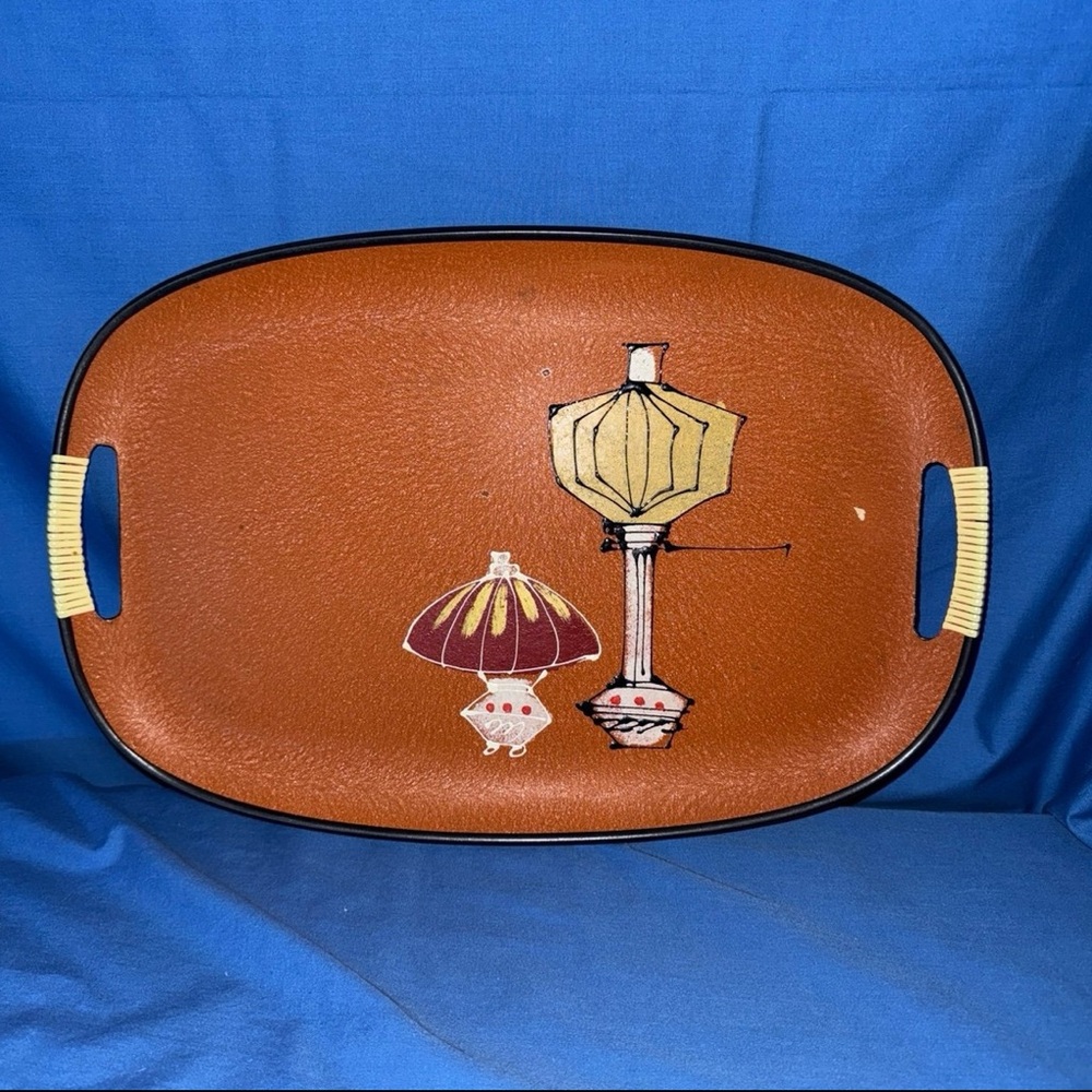 Vintage MCM Handpainted Lamps Tilso Fiberboard Serving Tray